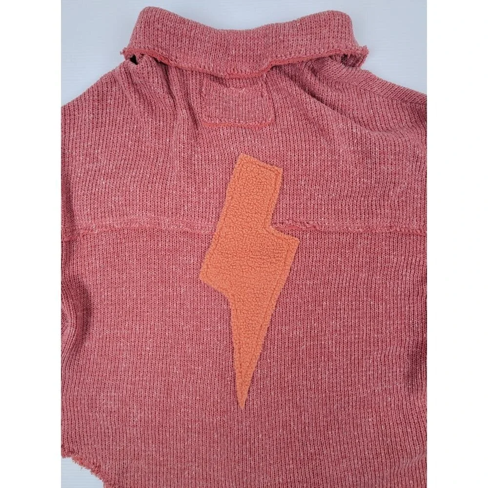 RARE POL Womens Large GKJ5 Fleece Knit Lightning Pink Button Sweater Jacket - Picture 9 of 13